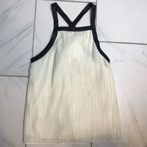 Derek Lam pleated tank top leather trim